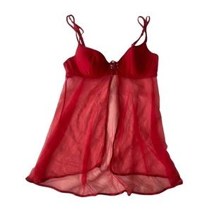Victoria's Secret red sequin mesh lingerie cami top